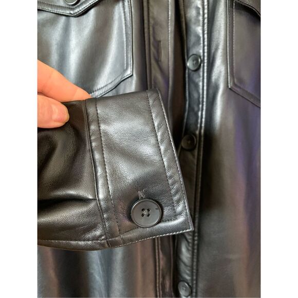 Crave Fame Juniors' Faux-Leather Button-Front Shacket Black Size XS - Picture 9 of 12